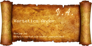Vertetics Andor névjegykártya